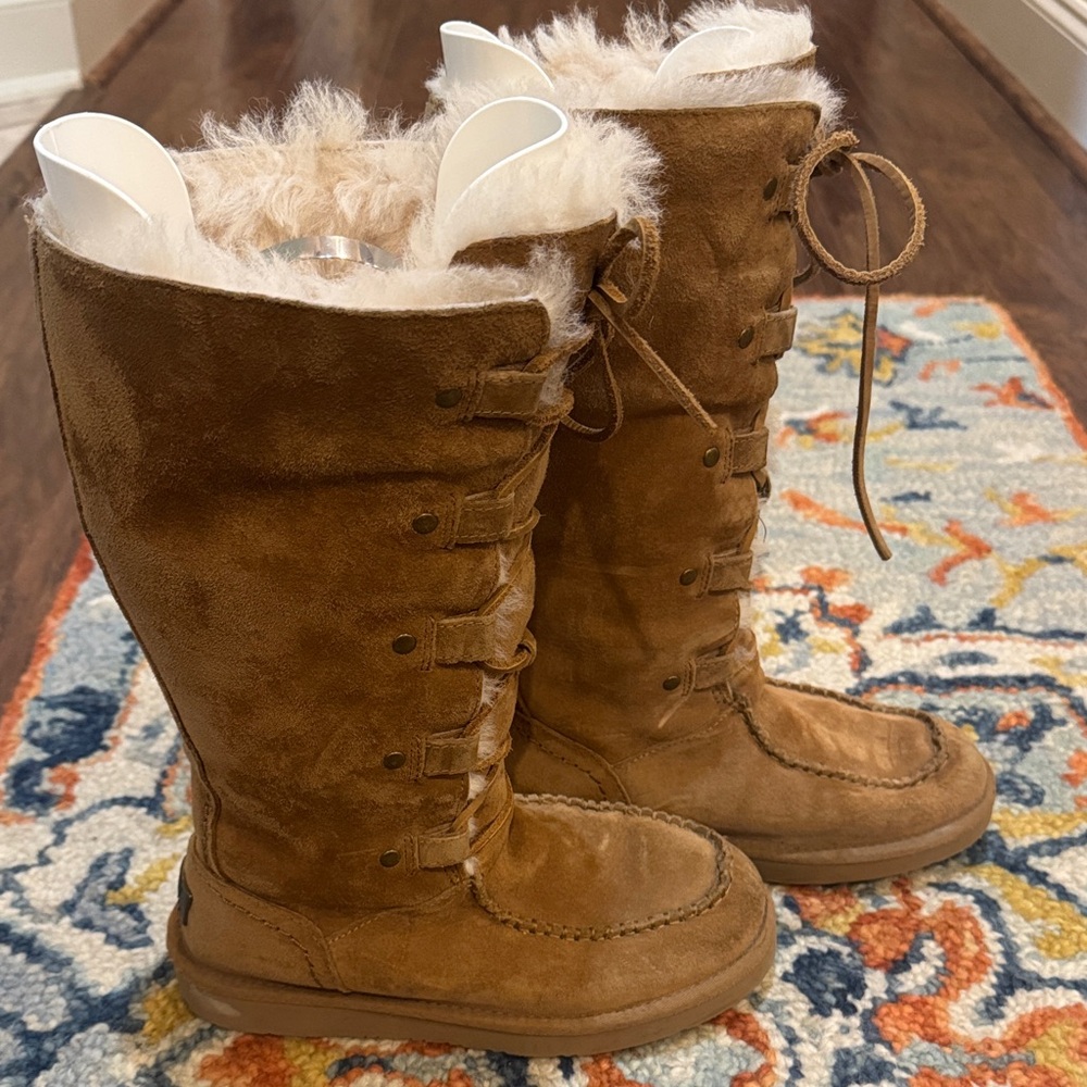 UGG Appalachian Fur Chestnut Suede Lace-Up Boots